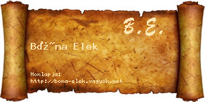 Bóna Elek névjegykártya